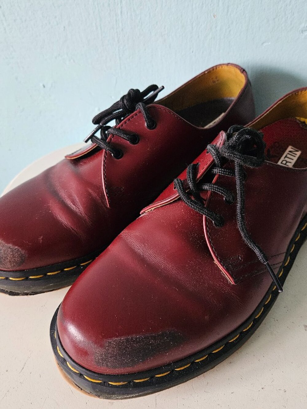 Kimberly Akimbo Doc Dr. Martens 1461 maroon lace-up shoes theater worn Broadway